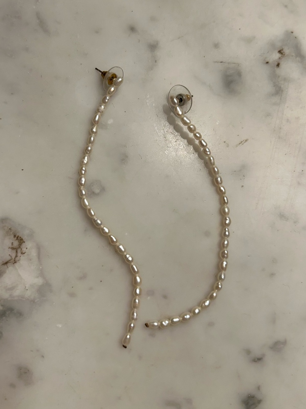 Mary Ralph x ALV Jewels Elegant Pearl Drop Threader Earrings - White Pearls